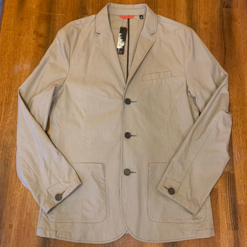 Sons of Intrigue Blazer NWT Mens Medium Tumble Weed Cream Brown Pinstripe